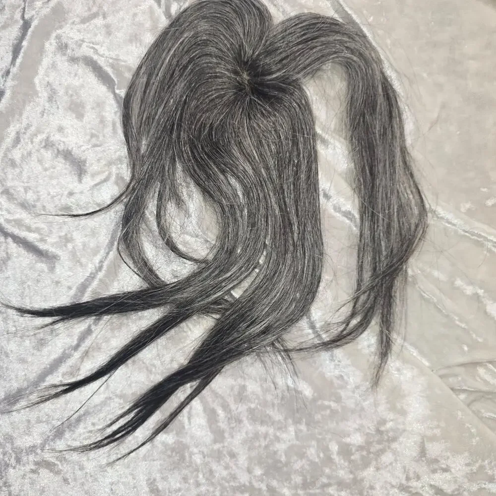 Synthetic Gray Hair Topper for Thinning hair